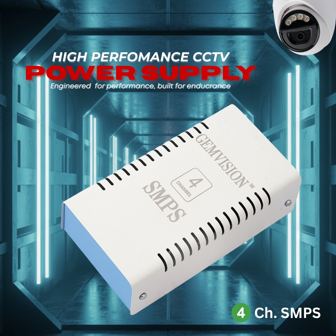 GEM VISION 4CH CCTV Power Supply | High-Performance 12V SMPS for DVR & Security Camera Setup