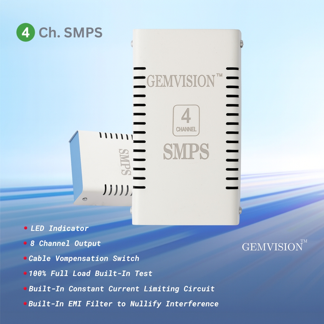 GEM VISION 4CH CCTV Power Supply | High-Performance 12V SMPS for DVR & Security Camera Setup - Image 4